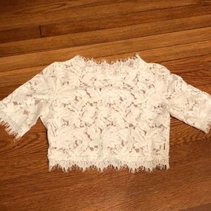 White embroidered crop top